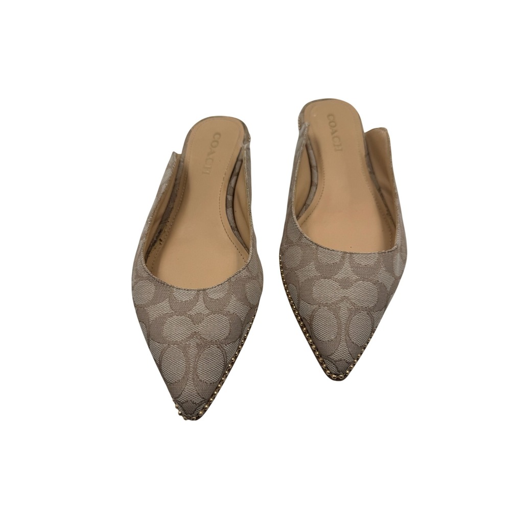 Coach Womens Signature C Jacquard Pointed Toe Mules Khaki Brown Size 9.5 - Picture 11 of 12